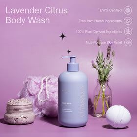 Vitasana plant-based ingredients display with aloe and rosemary highlights.