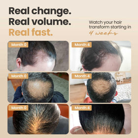 Serum applied to hair showing hydration from roots to ends.