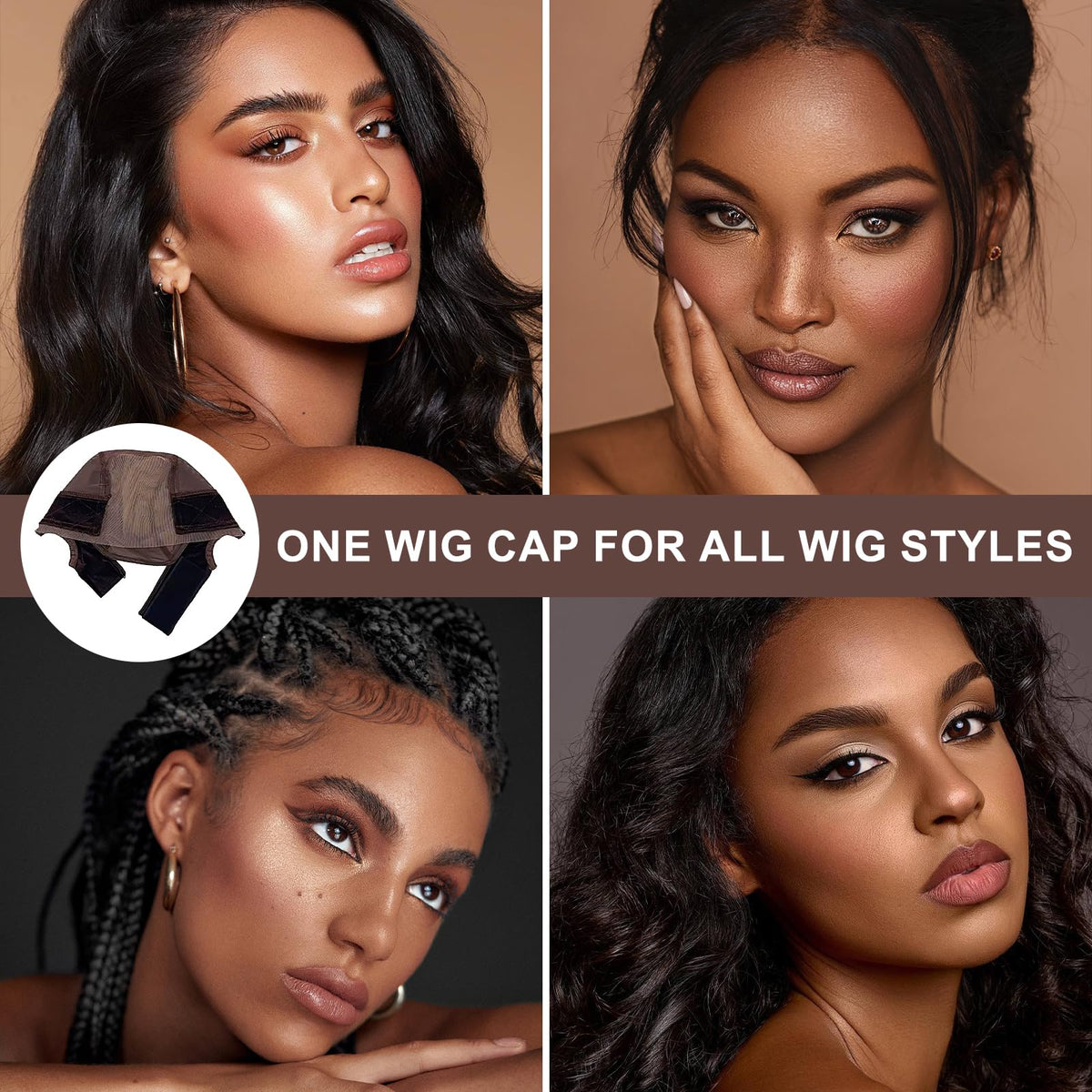 VITASHYNX brown wig cap with breathable mesh keeps scalp cool under wigs