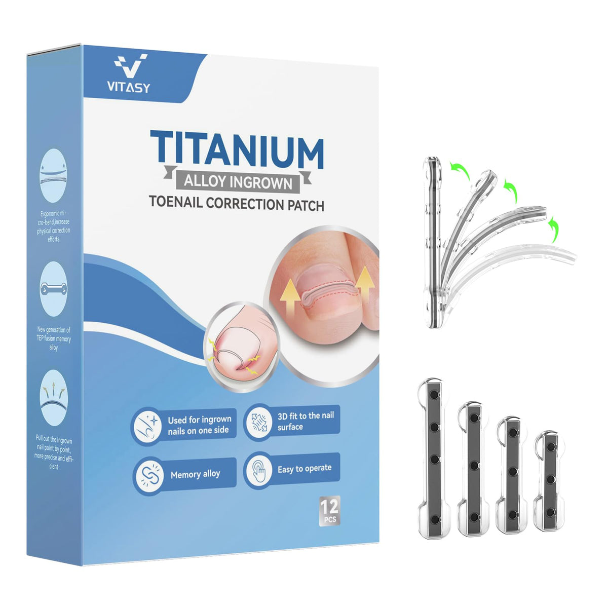 Vitasy ingrown toenail corrector packaging shows the full kit.