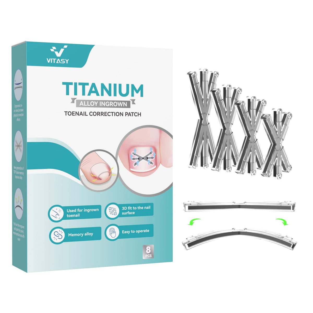 VITASY ingrown toenail kit with 6-angle shape for precise correction on curved nails