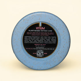VITIUM Tattoo Butter eco-packaging reinforces sustainable tattoo care decisions.