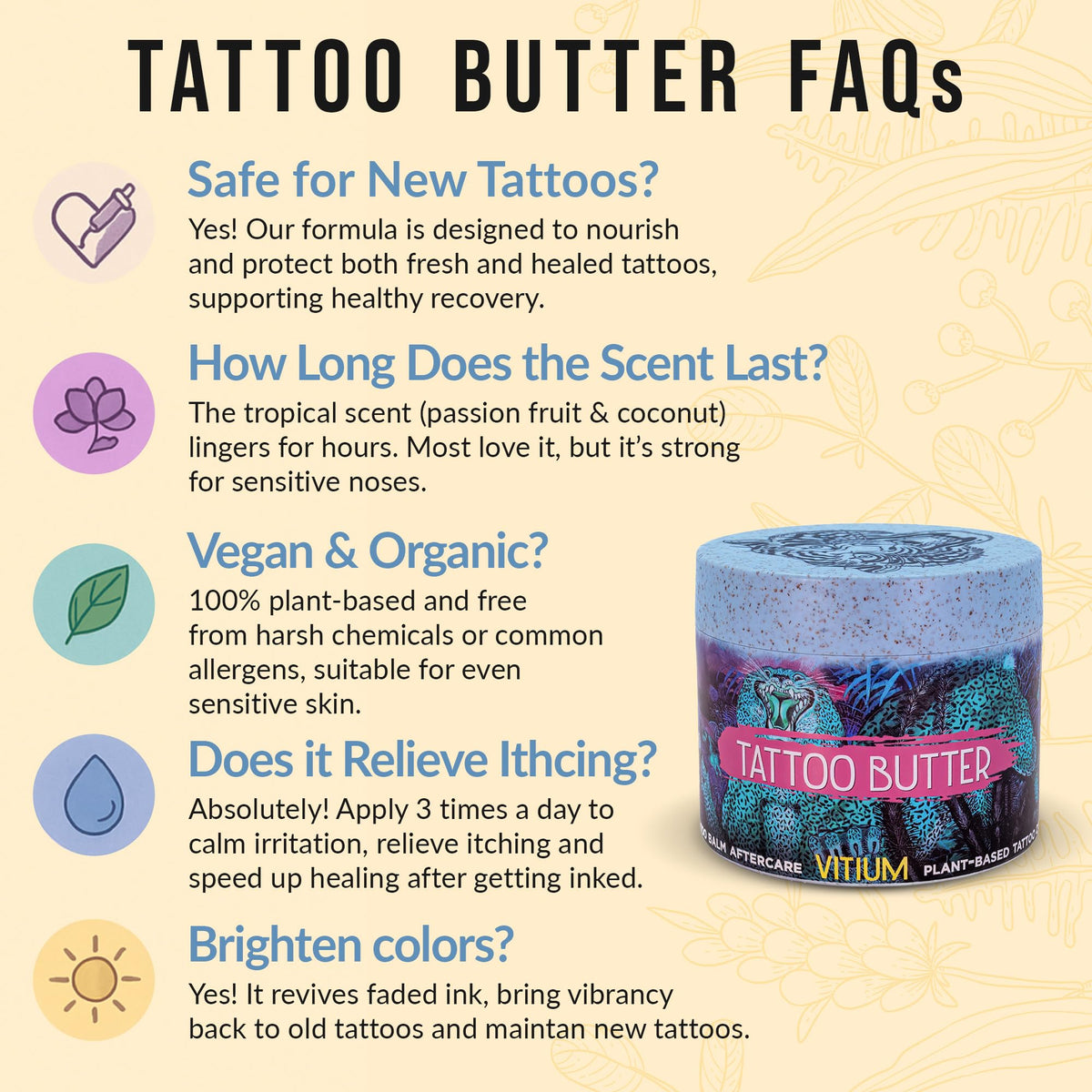 VITIUM Tattoo Butter revived vibrancy on older tattoos with hydration.