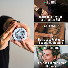 VITIUM Tattoo Butter quick absorption provides comfortable aftercare without stickiness.