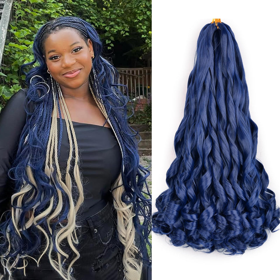 Vitorish 8-pack French Curly Braiding Hair in dark blue for voluminous styles.