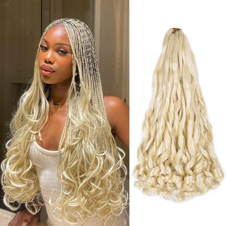 Vitorish Blonde French Curl 22in front view shows braid-ready texture for quick install.
