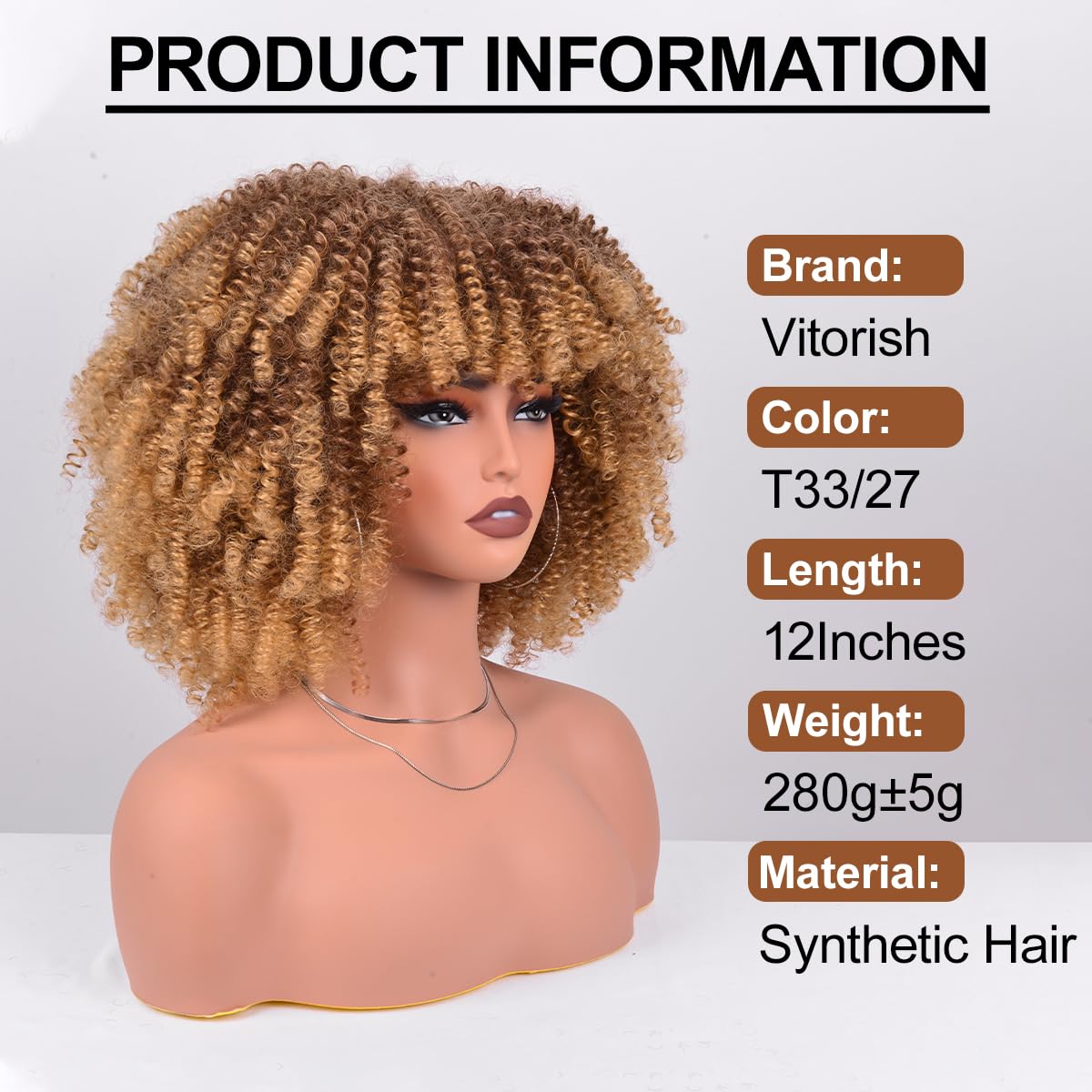 Vitorish heat-resistant synthetic fiber maintains style and fullness.