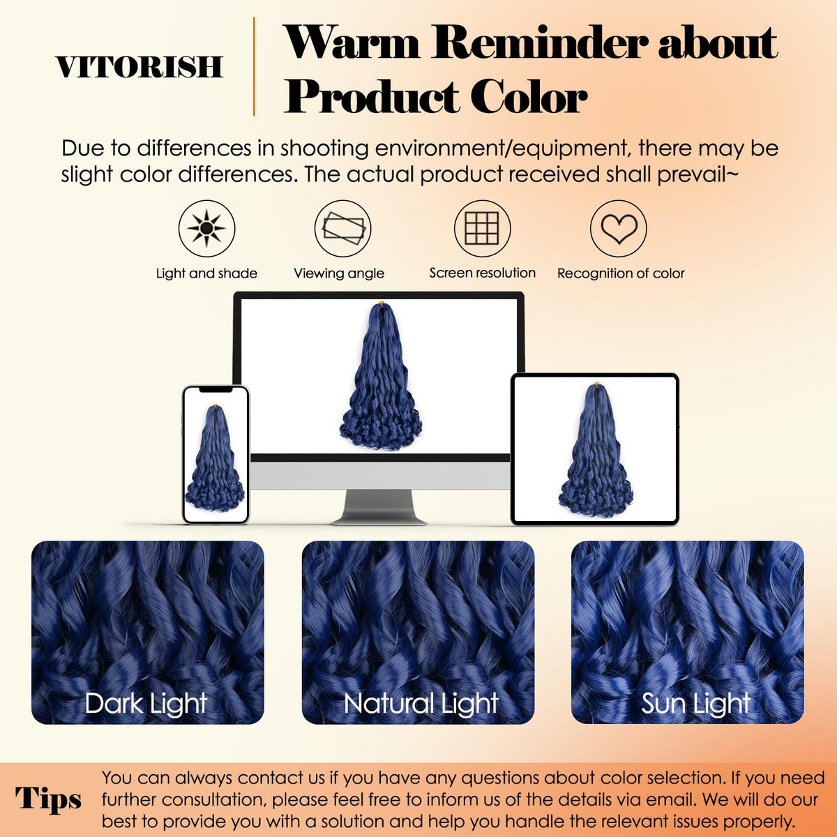 Vitorish wear-anytime loose waves for diverse styling options.