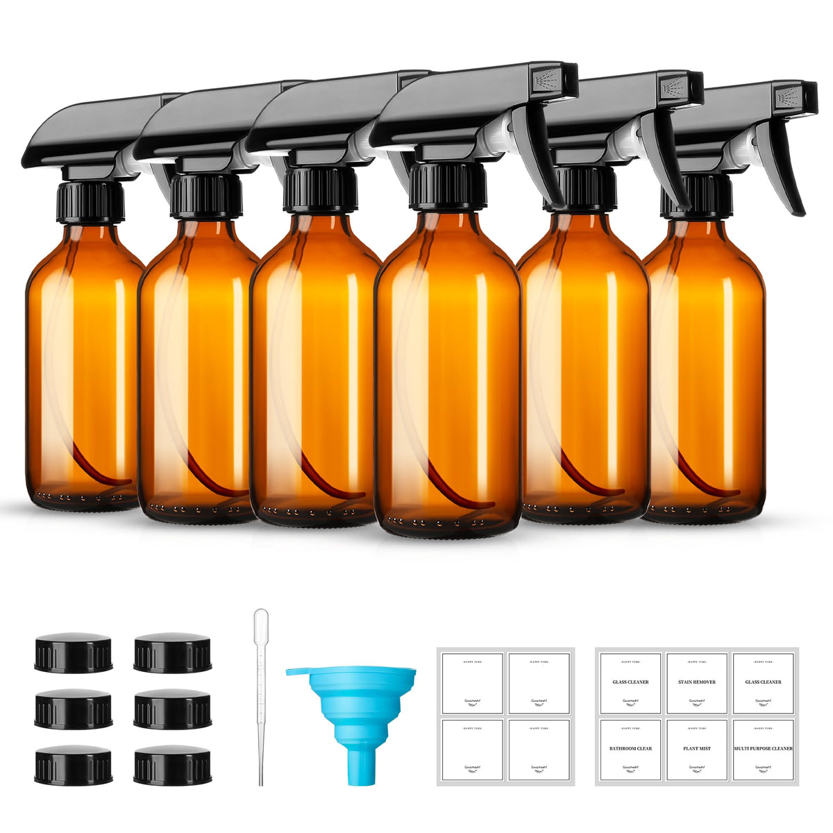 Vitreaux amber glass spray bottle 8oz protecting a light-sensitive liquid with clear label