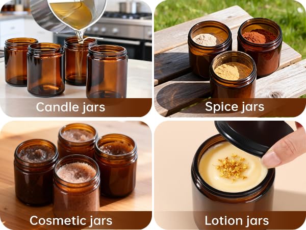 Vitreaux amber jar ideal for storing creams and lotions.