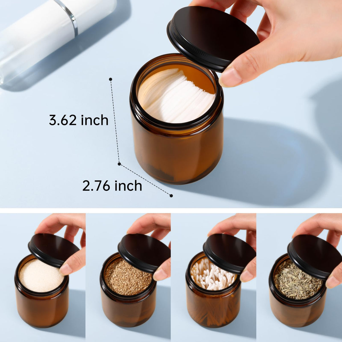 Vitreaux wide-mouth amber jar designed for easy filling and cleaning.