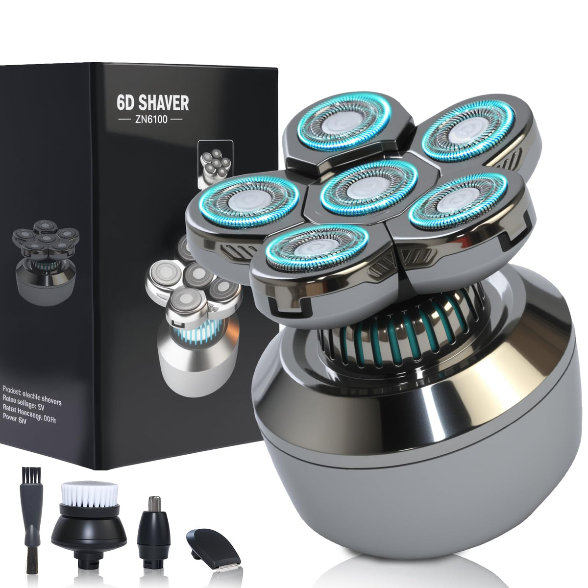 Vitreousleaf head shaver with 6D floating head for smooth scalp shaving