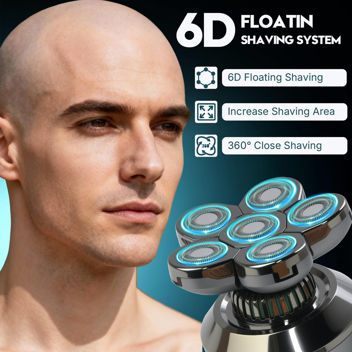 Vitreousleaf head shaver with removable magnetic head for easy cleaning