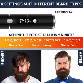 Viuyougor beard straightener heat settings 150 to 210 C.