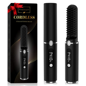 Viuyougor cordless beard straightener front view for on-the-go grooming.