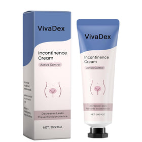 VivaDex Incontinence Cream bottle close-up showing natural soothing formula for daily comfort