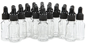 Vivaplex 24-pack clear glass bottle with dropper for precise dispensing.