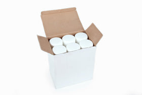 Vivaplex 2oz white cosmetic jar with dome lid detail highlighting secure seal.