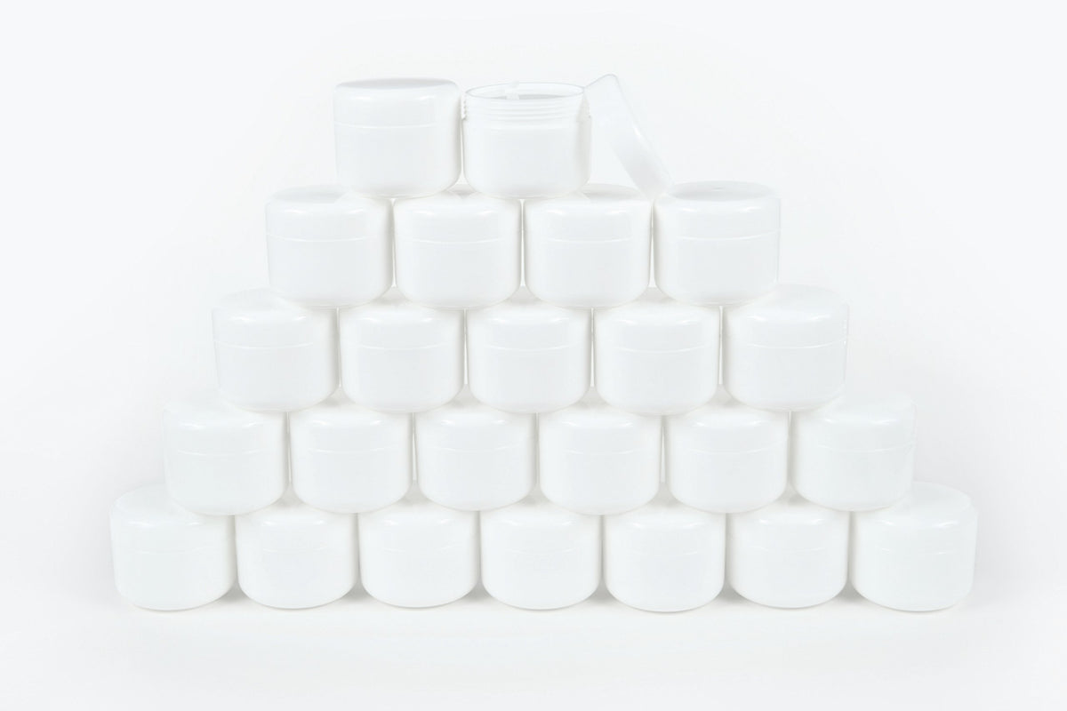 Vivaplex 2oz white cosmetic jar in a compact travel setup for on-the-go.