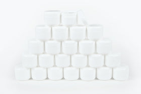 Vivaplex 2oz white cosmetic jar in a compact travel setup for on-the-go.