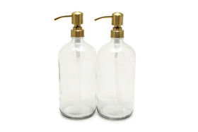 Vivaplex 32oz clear glass bottle with pump for soaps and lotions.