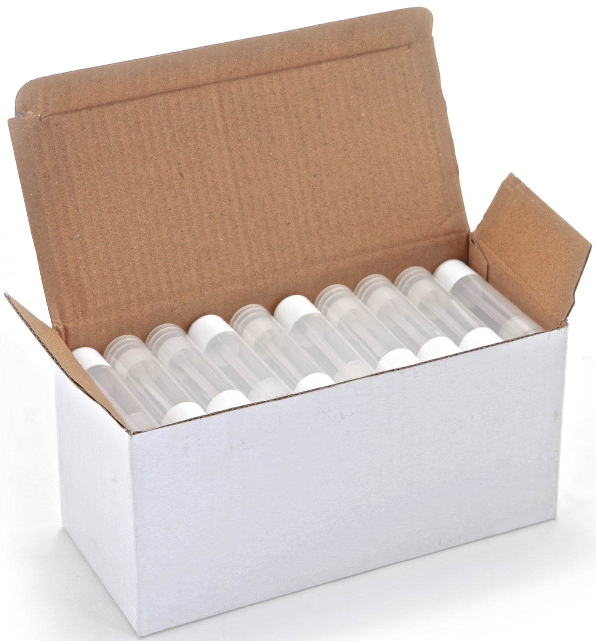 Vivaplex lip balm tube with clear body shows remaining product at a glance.