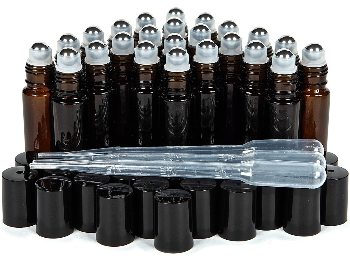 Vivaplex 10 ml amber roll-on bottle with steel roller for oils