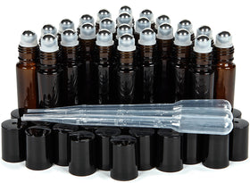 Vivaplex 10 ml amber roll-on bottle with steel roller for oils