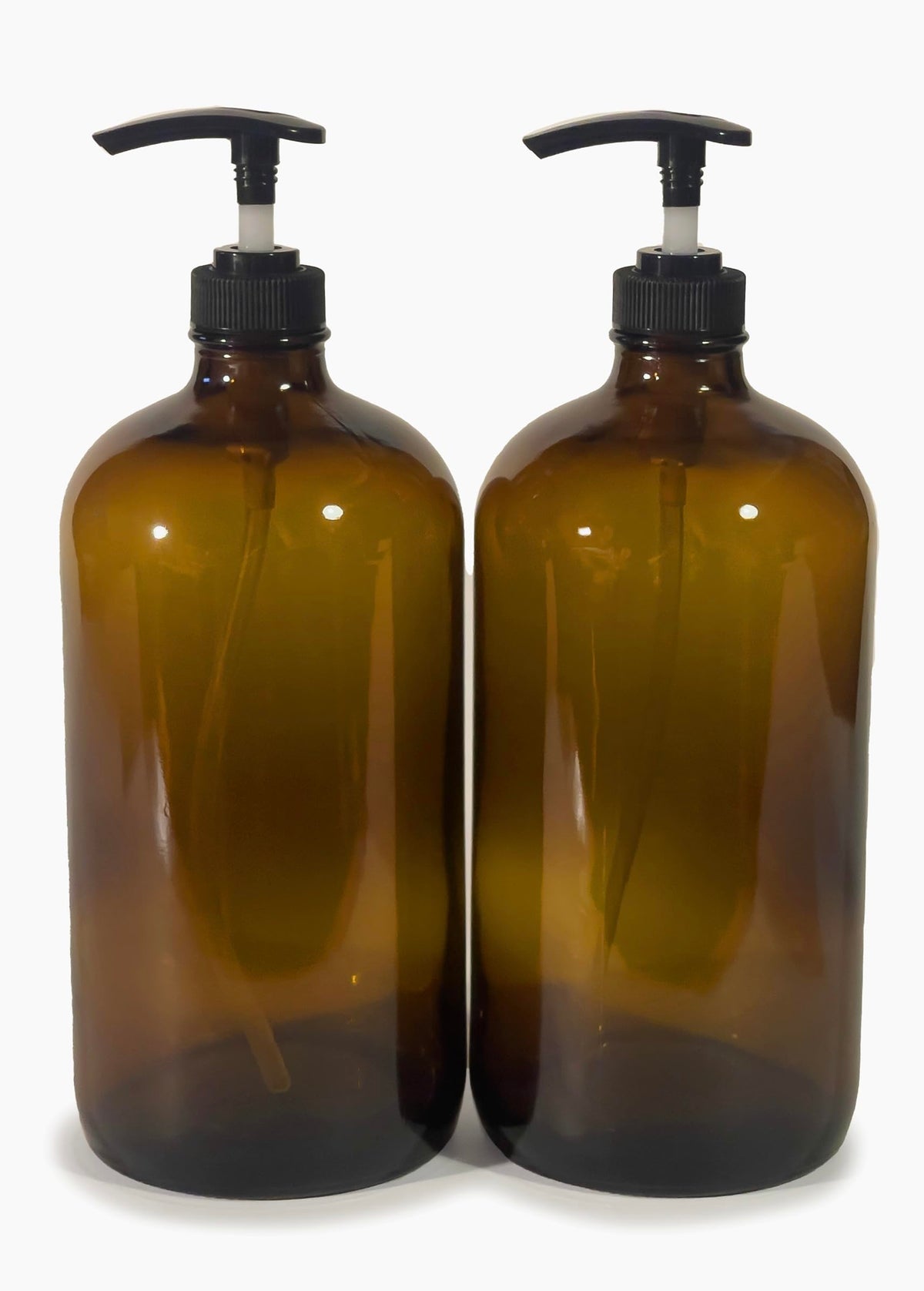 Vivaplex 32 oz amber glass bottle with pump, ideal for lotions and soaps