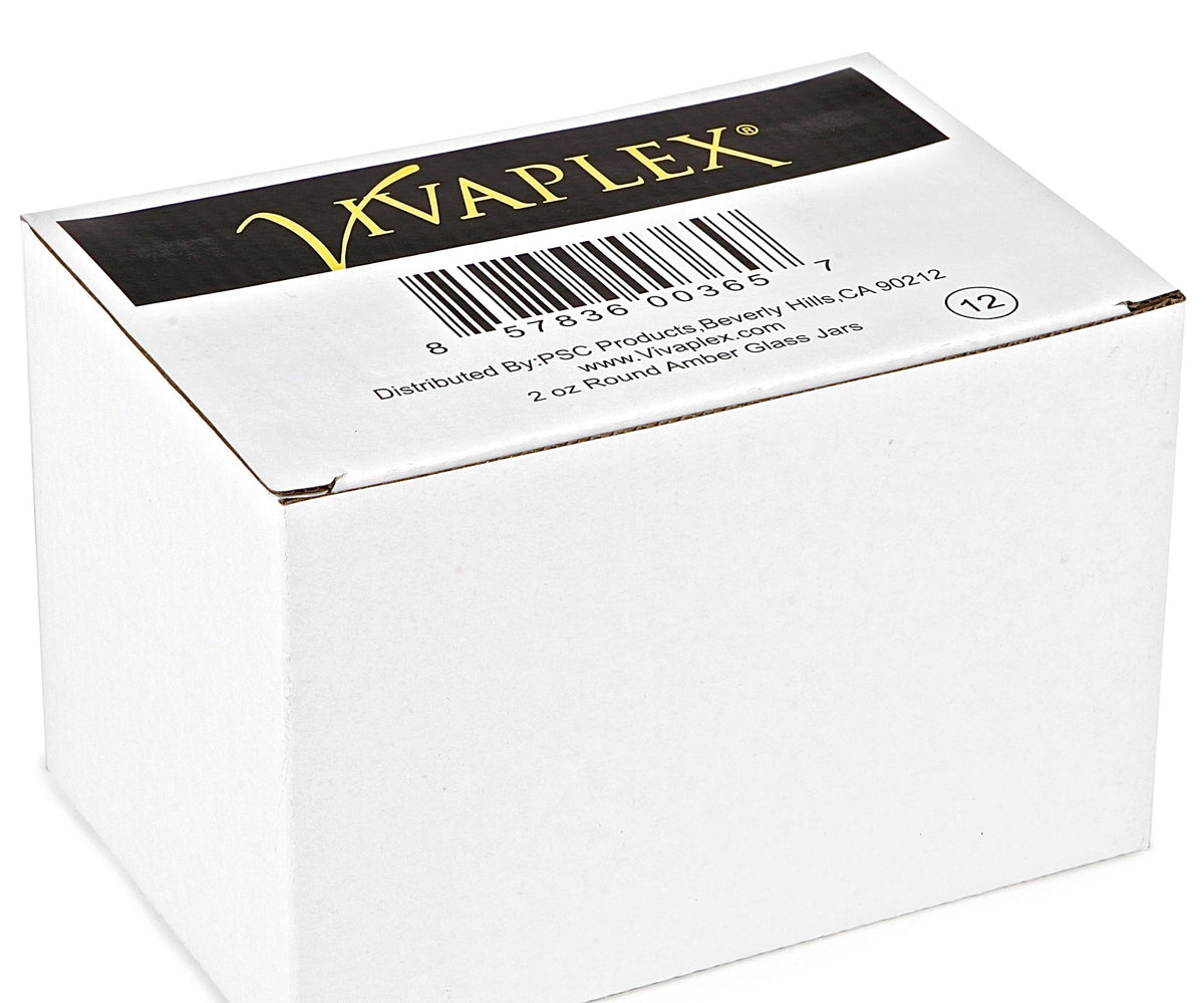 Vivaplex amber 2 oz jar with dome lid ideal for travel-friendly packaging.