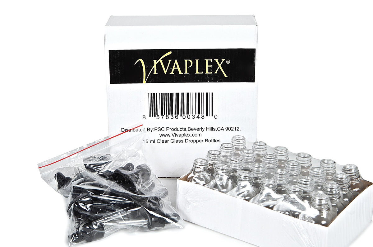 Vivaplex bottle with secure-cap and dropper for spill-free storage.
