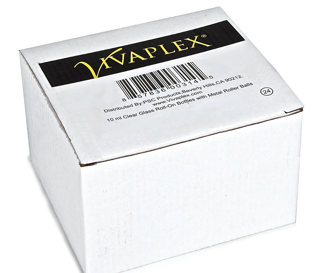 Vivaplex bottle showing stainless steel roller ball for smooth application