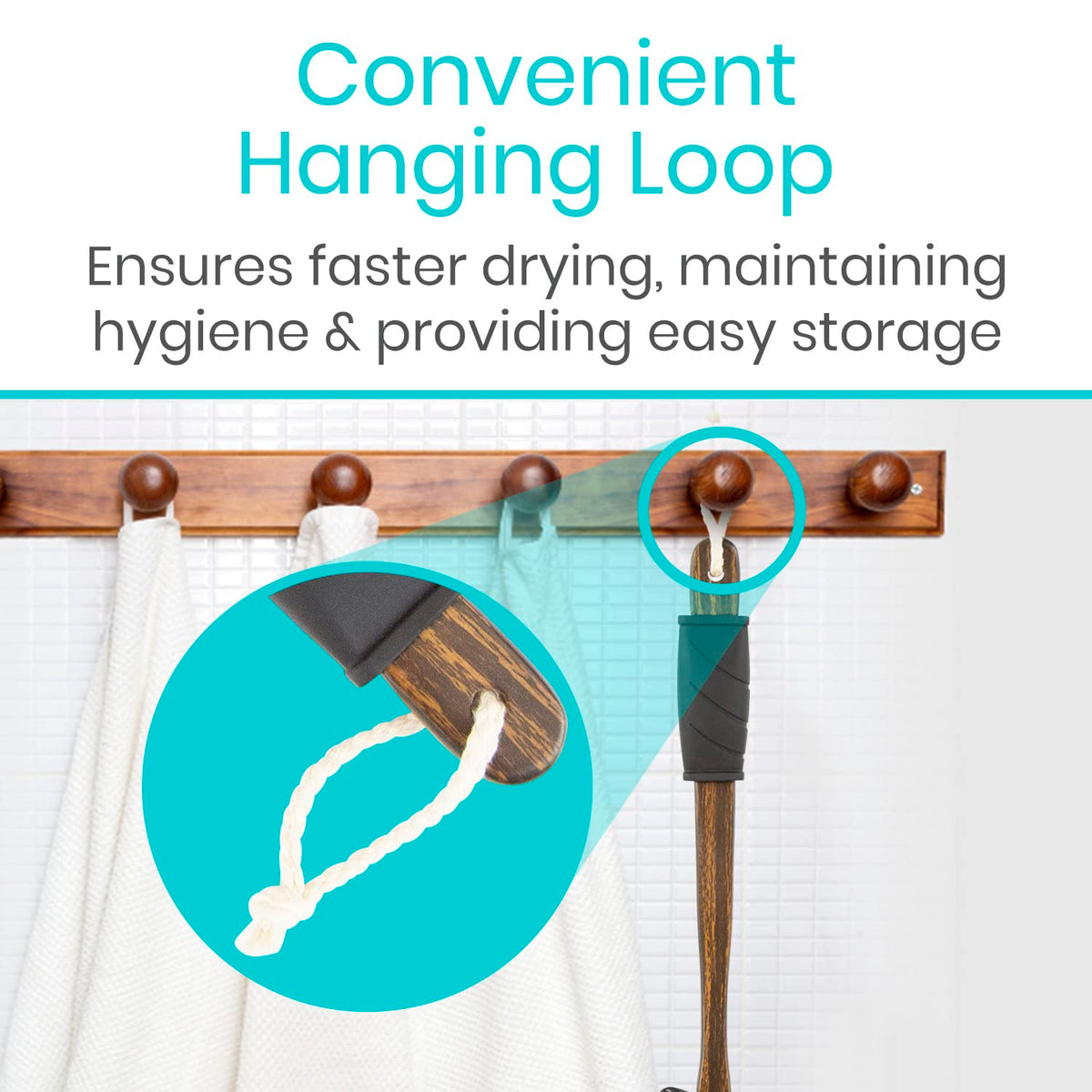 Vive extra handheld loofah included for targeted cleansing.