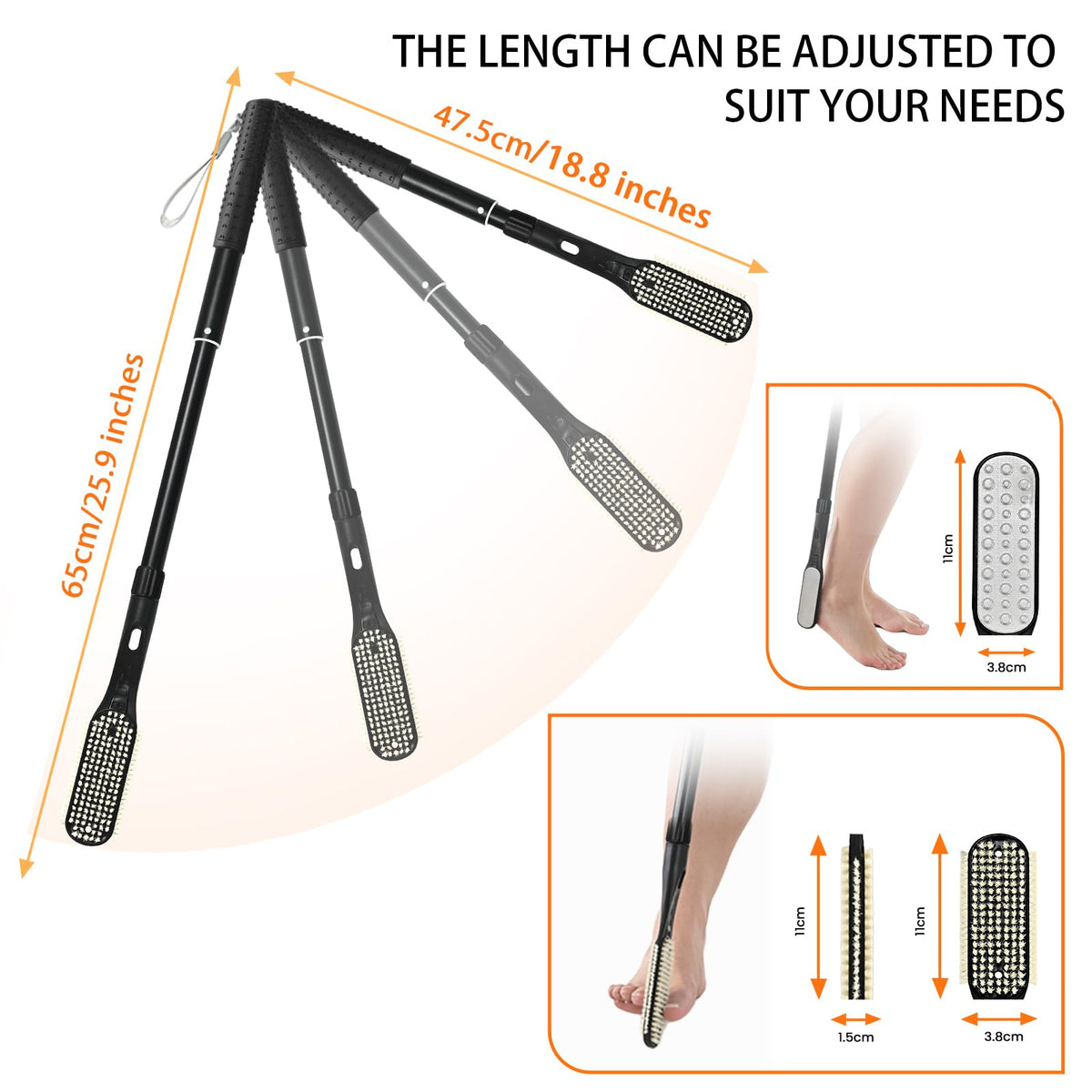 VIVEBEI toe gap cleaner head targets between toes for deeper cleaning