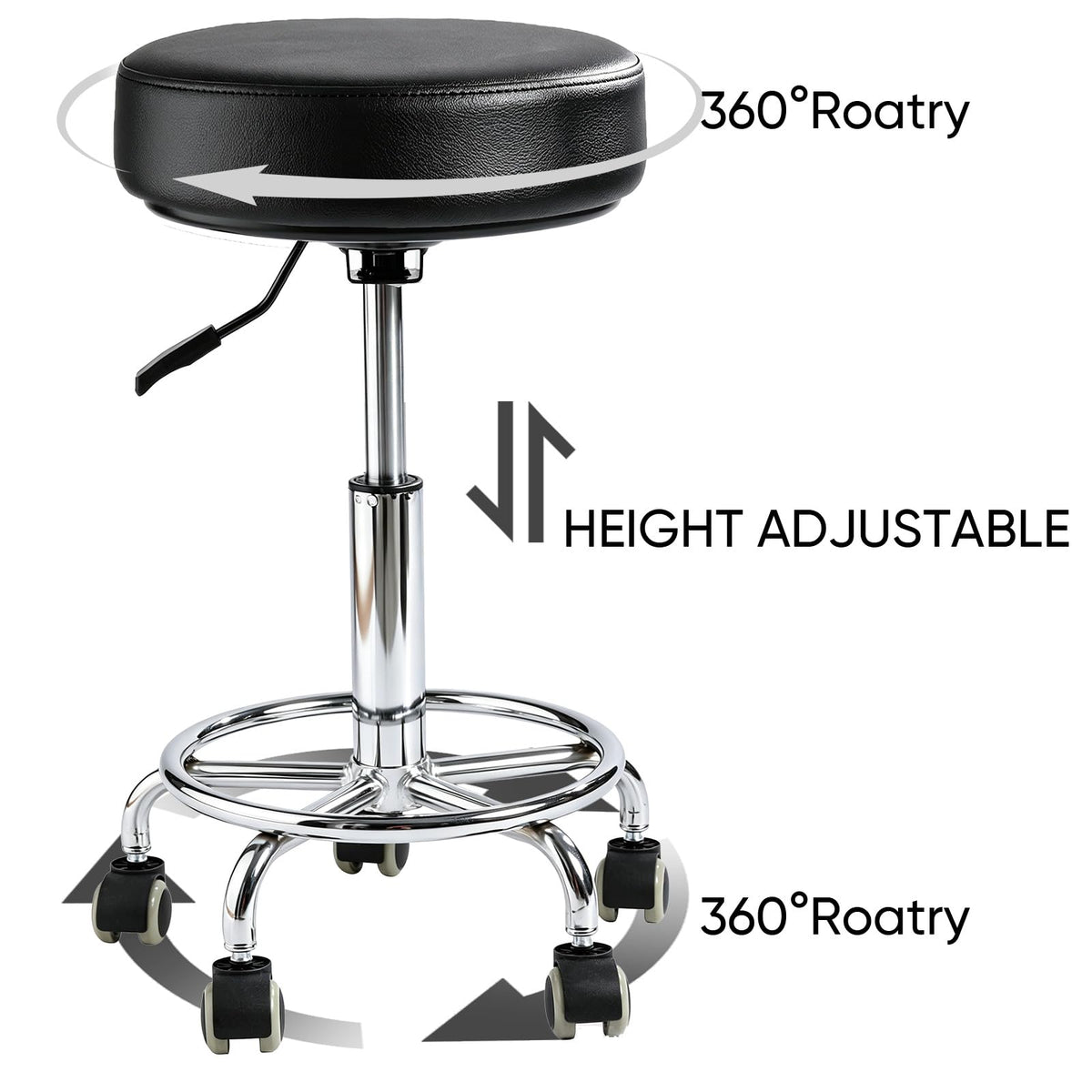 Height adjustment lever on Viviange stool for quick seat changes