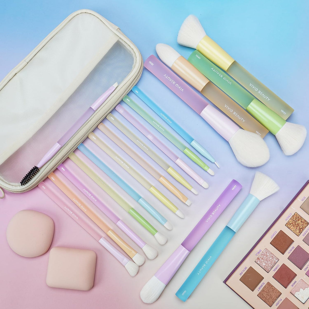 VIVID BEAUTY face and eye brush collection for versatile makeup application