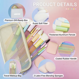 VIVID BEAUTY travel bag and sponges for on-the-go touch-ups
