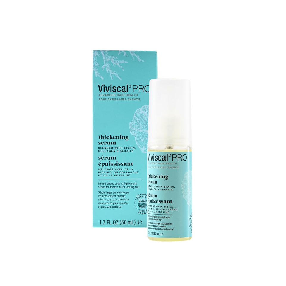 Viviscal Thin to Thick Elixir bottle pour for easy application and lightweight nourishment.