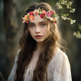 Vivivalue floral crown close-up rose detail ideal for close-up portraits