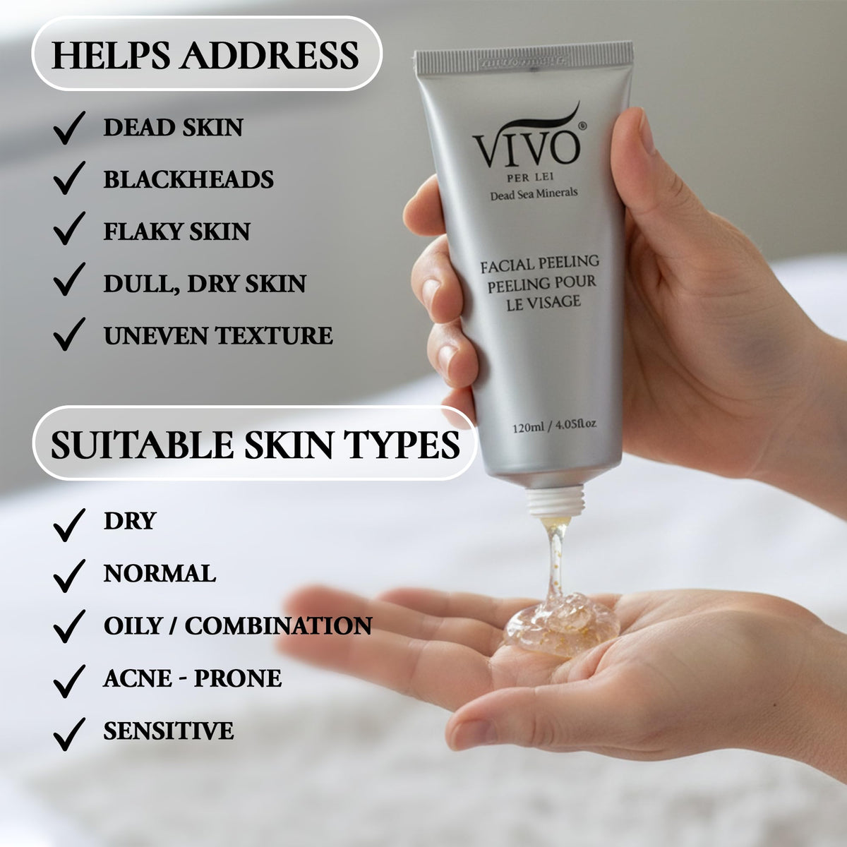 Vivo Per Lei Dead Sea salt in hydrating base for nourishing exfoliation