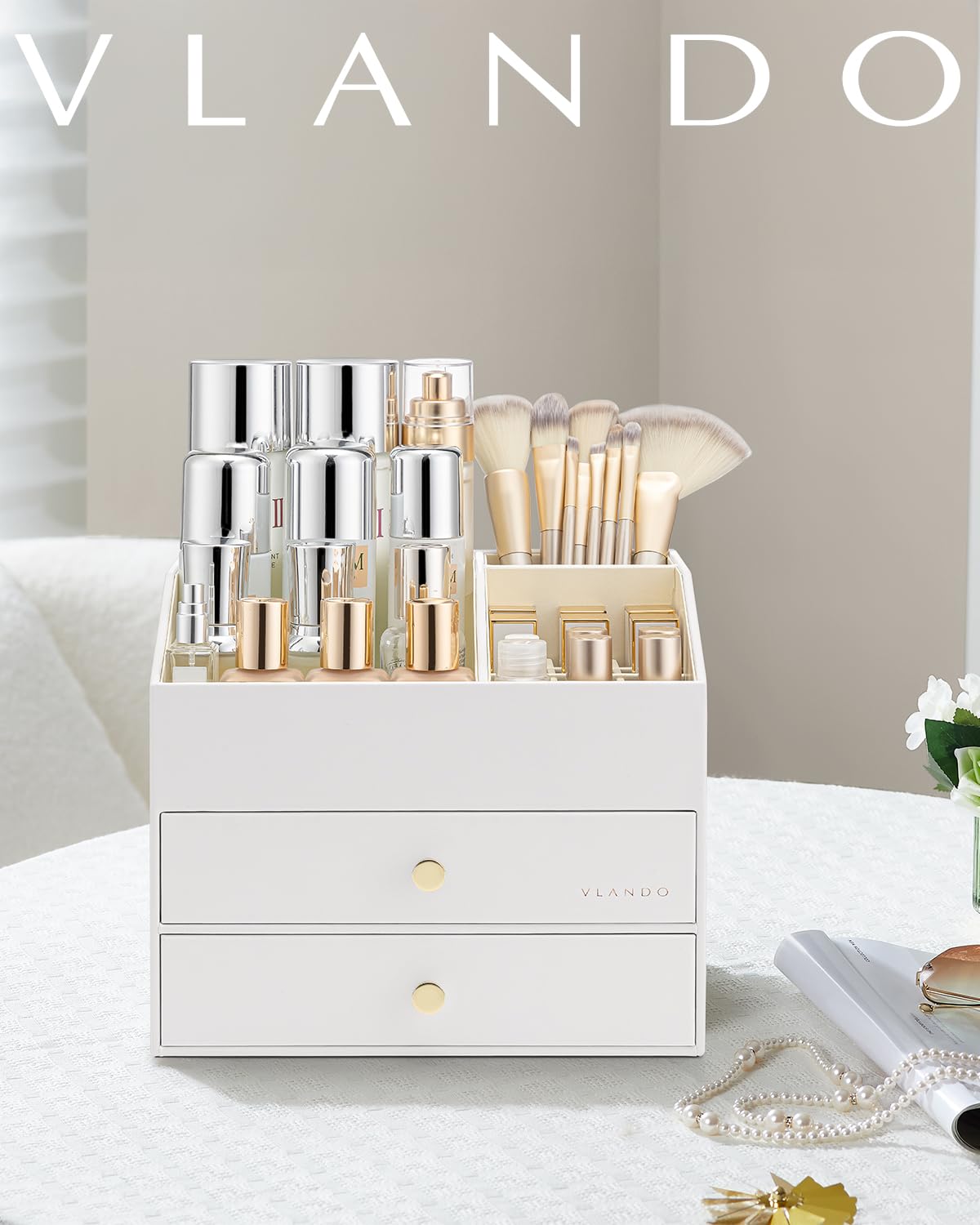 VLANDO storage for brushes and nail polish keeps essentials organized