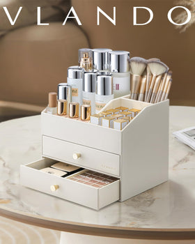 Removable lipstick holder enables swift makeup changes.