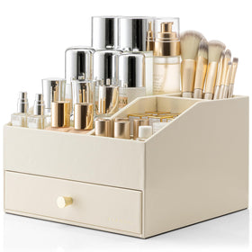 VLANDO makeup organizer with drawers keeps cosmetics organized and accessible.