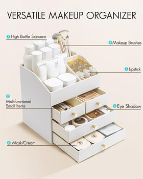 VLANDO makeup organizer drawers slide smoothly for quick access to brushes