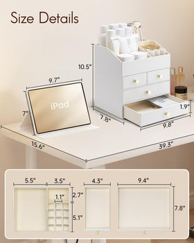 VLANDO makeup organizer with removable lipstick holder keeps lip products tidy