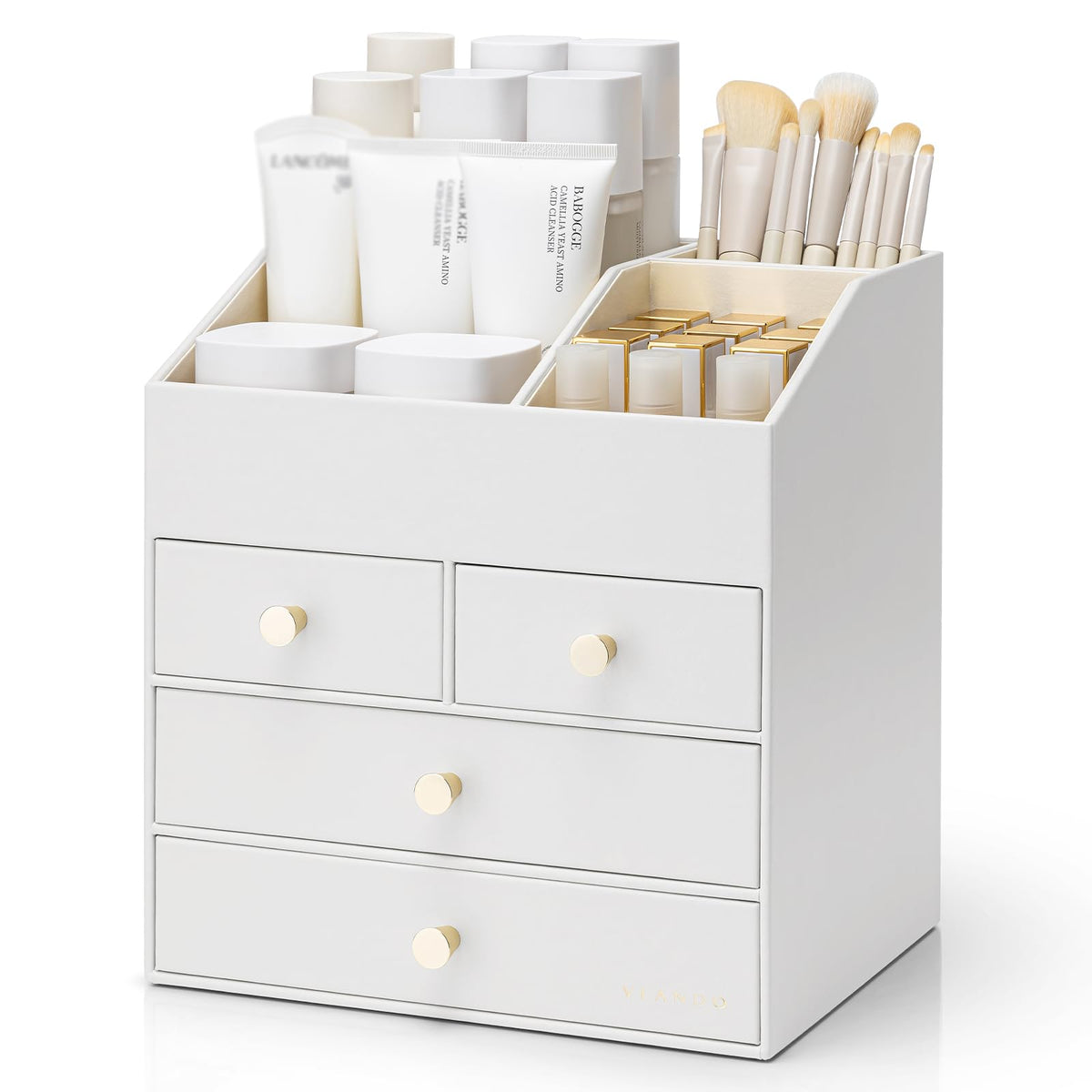 VLANDO makeup organizer top compartments for easy daily routine access