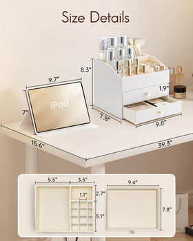 VLANDO sliding drawers provide quick access to skincare and makeup
