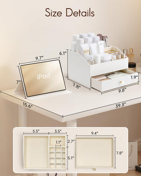 VLANDO vanity organizer upper layer stores skincare and small items for quick beauty routines.
