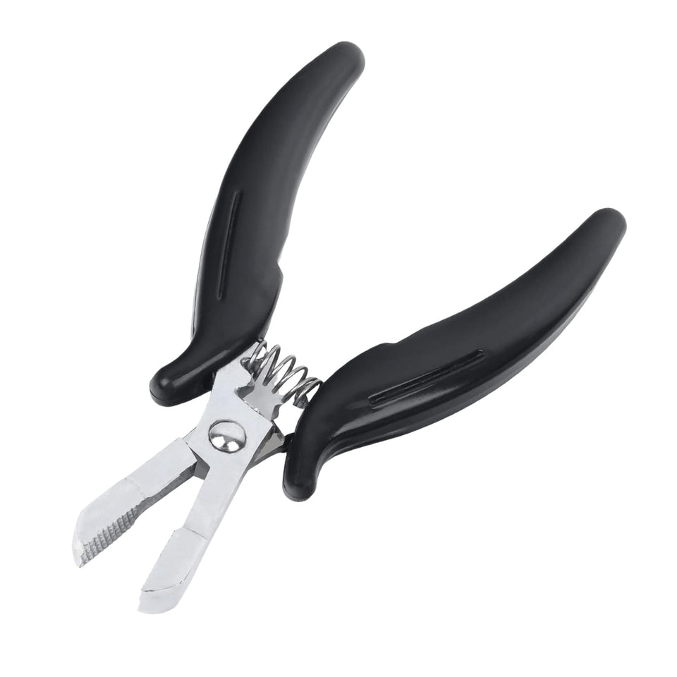 Vlasy Fusion Bond Crusher Tool in use for precise bond crushing during keratin extension removal