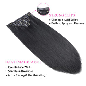 Vlliyava Yaki Kinky Straight clip-in extensions offer versatile 14-inch length for everyday looks.